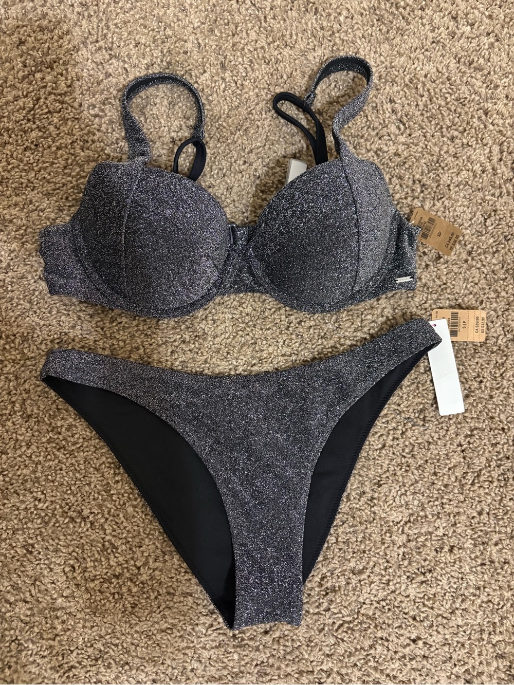 Victoria's Secret Sparkle Bikini Set - Silver